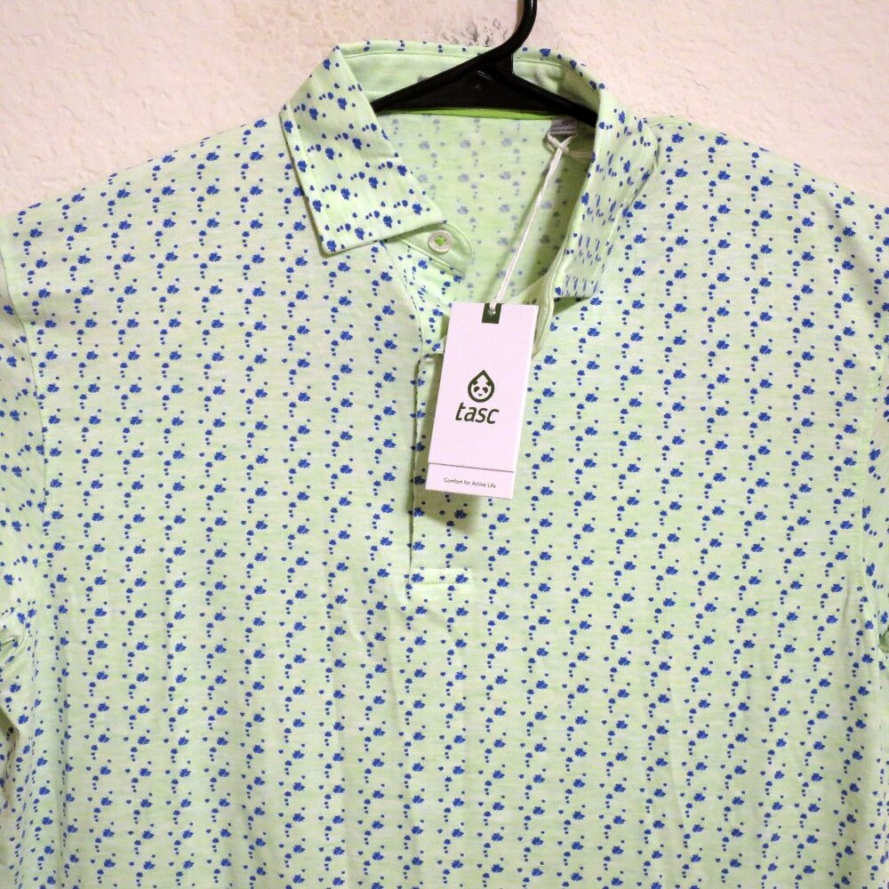 Tasc Shirt Mens Small New Short Sleeve Golf Polo Green Blue